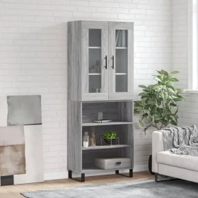 Aparador alto madera contrachapada gris sonoma 69,5x34x180 cm de vidaXL, Aparadores - Ref: Foro24-3198751, Precio: 130,08 €, ...