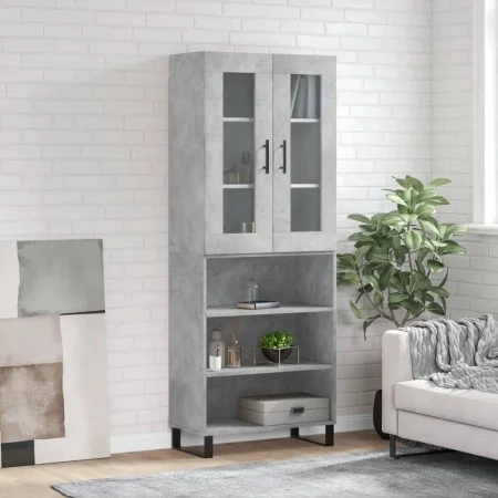Aparador alto madera contrachapada gris hormigón 69,5x34x180 cm by vidaXL, Sideboards - Ref: Foro24-3198749, Price: 126,23 €,...