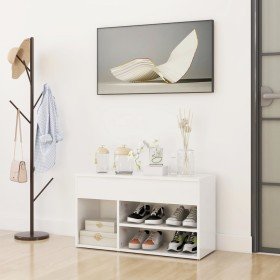 Banco zapatero madera contrachapada blanco brillante 80x30x45cm Banco zapatero madera contrachapada blanco brillante 80x30x45cm