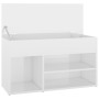 Banco zapatero madera contrachapada blanco brillante 80x30x45cm