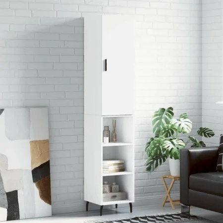 Aparador alto madera contrachapada blanco brillo 34,5x34x180 cm by vidaXL, Sideboards - Ref: Foro24-3198995, Price: 105,79 €,...