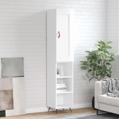 Aparador alto madera contrachapada blanco brillo 34,5x34x180 cm de vidaXL, Aparadores - Ref: Foro24-3200299, Precio: 96,65 €,...