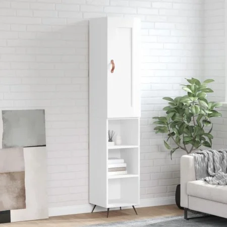 Aparador alto madera contrachapada blanco brillo 34,5x34x180 cm de vidaXL, Aparadores - Ref: Foro24-3200299, Precio: 95,57 €,...