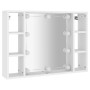 Mueble con espejo y luces LED blanco 76x15x55 cm