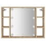 Mueble con espejo y luces LED roble Sonoma 76x15x55 cm