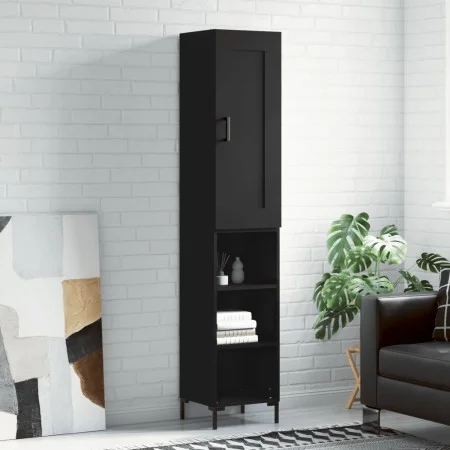 Aparador de madera contrachapada negro 34,5x34x180 cm by vidaXL, Sideboards - Ref: Foro24-3200322, Price: 93,94 €, Discount: %