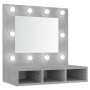 Mueble con espejo y luces LED gris hormigón 60x31,5x62 cm