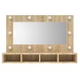 Mueble con espejo y luces LED color roble Sonoma 90x31,5x62 cm