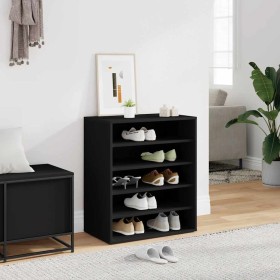 Mueble zapatero de madera contrachapada negro 60x35x70 cm Mueble zapatero de madera contrachapada negro 60x35x70 cm