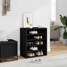 Mueble zapatero de madera contrachapada negro 60x35x70 cm Mueble zapatero de madera contrachapada negro 60x35x70 cm