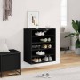 Mueble zapatero de madera contrachapada negro 60x35x70 cm