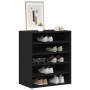 Mueble zapatero de madera contrachapada negro 60x35x70 cm