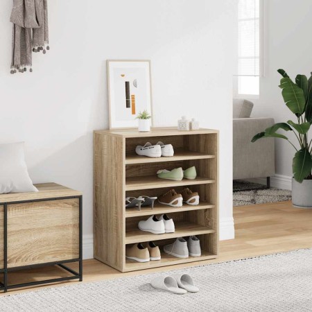 Mueble zapatero de madera contrachapada color roble 60x35x70 cm