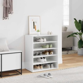 Mueble zapatero madera contrachapada blanco brillo 60x35x70 cm Mueble zapatero madera contrachapada blanco brillo 60x35x70 cm