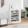Mueble zapatero madera contrachapada blanco brillo 60x35x70 cm