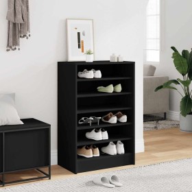 Mueble zapatero de madera contrachapada negro 60x35x92 cm Mueble zapatero de madera contrachapada negro 60x35x92 cm