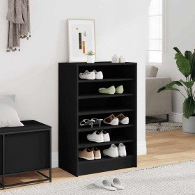 Mueble zapatero de madera contrachapada negro 60x35x92 cm Mueble zapatero de madera contrachapada negro 60x35x92 cm
