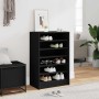 Mueble zapatero de madera contrachapada negro 60x35x92 cm