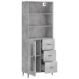 Hohes Sideboard aus betongrauem Sperrholz, 69,5 x 34 x 180 cm von vidaXL, Sideboards - Ref: Foro24-3189529, Preis: 155,84 €, ...