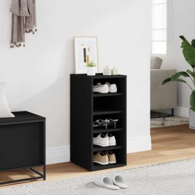 Mueble zapatero de madera contrachapada negro 31,5x35x70 cm Mueble zapatero de madera contrachapada negro 31,5x35x70 cm