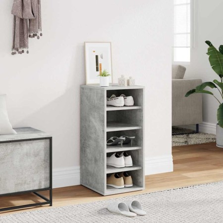 Mueble zapatero madera contrachapada gris hormigón 31,5x35x70cm