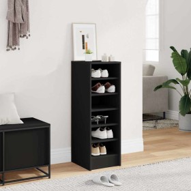 Mueble zapatero madera contrachapada negro 31,5x35x90 cm Mueble zapatero madera contrachapada negro 31,5x35x90 cm