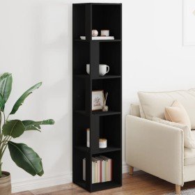 Mueble de esquina madera contrachapada negro 33x33x164,5 cm