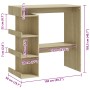 Mesa bar estante almacenaje contrachapada roble 100x50x101,5 cm