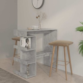 Mesa bar almacenaje contrachapada gris hormigón 100x50x101,5 cm