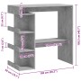 Mesa bar almacenaje contrachapada gris hormigón 100x50x101,5 cm