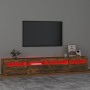 TV-Schrank mit LED-Leuchten, Farbe Eiche geräuchert, 240 x 35 x 40 cm von vidaXL, TV-Möbel - Ref: Foro24-3152727, Preis: 155,...