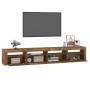 TV-Schrank mit LED-Leuchten, Farbe Eiche geräuchert, 240 x 35 x 40 cm von vidaXL, TV-Möbel - Ref: Foro24-3152727, Preis: 155,...