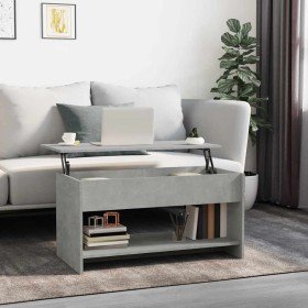 Mesa de centro madera de ingeniería gris hormigón 102x50x52,5cm Mesa de centro madera de ingeniería gris hormigón 102x50x52,5cm