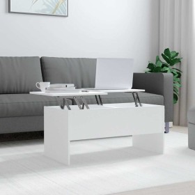 Mesa de centro madera contrachapada blanco 102x50,5x46,5 cm