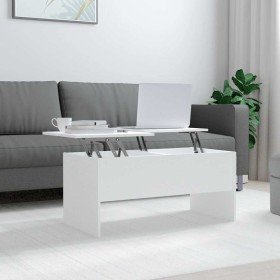 Mesa de centro madera contrachapada blanco 102x50,5x46,5 cm