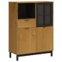 High sideboard with glass door FLAM pine wood 92x40x122.5 cm by vidaXL, Sideboards - Ref: Foro24-357829, Price: 239,35 €, Dis...