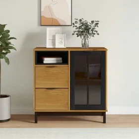 Sideboard with glass door FLAM pine wood 80x40x80 cm by vidaXL, Sideboards - Ref: Foro24-357826, Price: 137,50 €, Discount: %