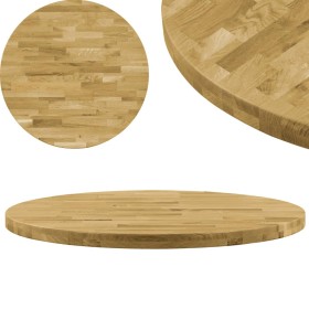 Superficie de mesa redonda madera maciza de roble 44 mm 400 mm