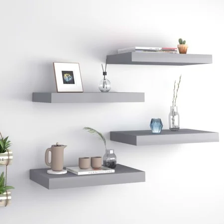 Estantes flotantes de pared 4 uds gris MDF 40x23x3,8 cm de vidaXL, Estantes y estanterías - Ref: Foro24-323849, Precio: 39,41...