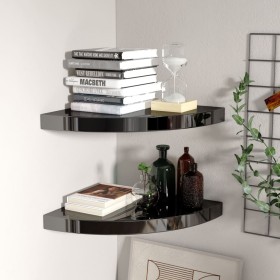 Corner floating shelf 2 pcs glossy black MDF 35x35x3.8 cm by vidaXL, Shelves and shelves - Ref: Foro24-323911, Price: 38,28 €...