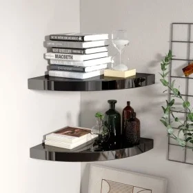 Corner floating shelf 2 pcs glossy black MDF 35x35x3.8 cm by vidaXL, Shelves and shelves - Ref: Foro24-323911, Price: 37,58 €...