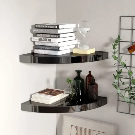 Corner floating shelf 2 pcs glossy black MDF 35x35x3.8 cm by vidaXL, Shelves and shelves - Ref: Foro24-323911, Price: 37,58 €...