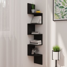 Black engineered wood wall corner shelf 19x19x123 cm by vidaXL, Shelves and shelves - Ref: Foro24-326832, Price: 38,26 €, Dis...