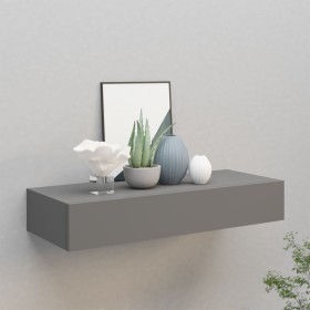 Gray MDF wall shelf with drawer 60x23.5x10 cm by vidaXL, Shelves and shelves - Ref: Foro24-330259, Price: 55,62 €, Discount: %