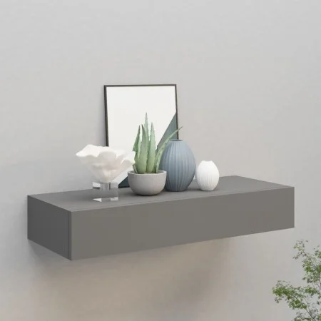 Gray MDF wall shelf with drawer 60x23.5x10 cm by vidaXL, Shelves and shelves - Ref: Foro24-330259, Price: 54,56 €, Discount: %