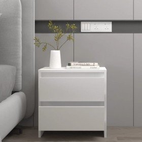 Mesita de noche madera contrachapada blanco 45x34,5x44,5 cm Mesita de noche madera contrachapada blanco 45x34,5x44,5 cm