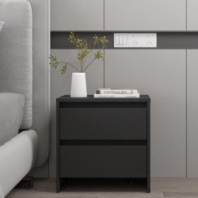 Mesita de noche madera de ingeniería negro 45x34,5x44,5 cm Mesita de noche madera de ingeniería negro 45x34,5x44,5 cm