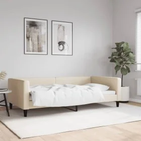 Cream fabric sofa bed 100x200 cm by vidaXL, Beds and slatted bases - Ref: Foro24-353992, Price: 190,33 €, Discount: %