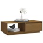 Mesa de centro de madera maciza pino marrón miel 110x50x33,5 cm