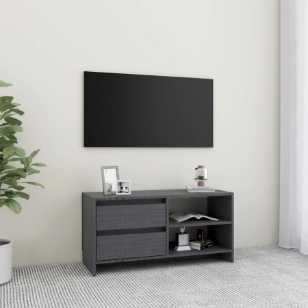 Mueble para TV de madera maciza de pino gris 80x31x39 cm en Muebles TV | Comprar online en Foro24